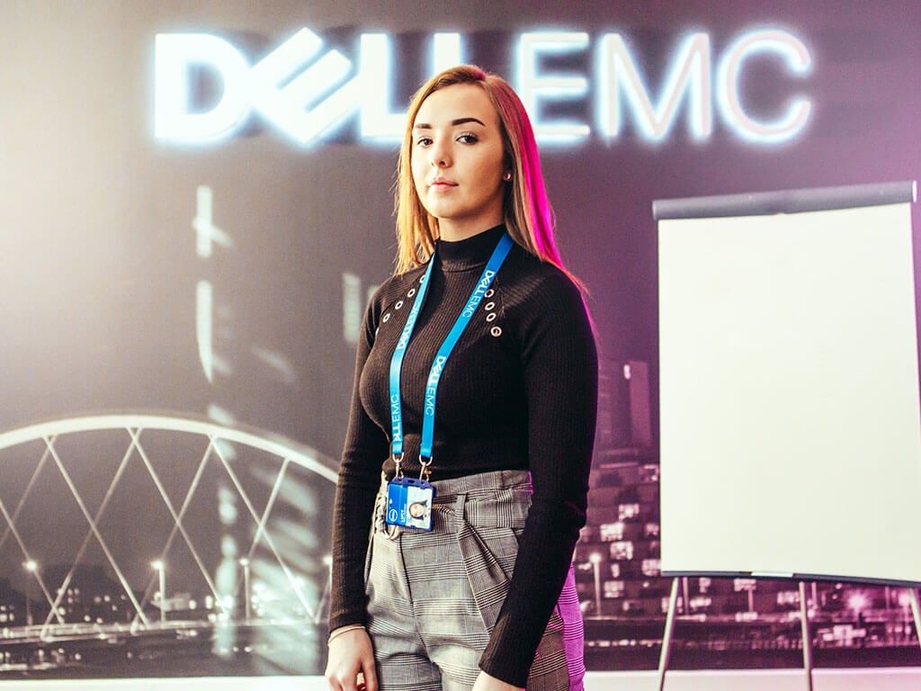 (lady in front of dell emc sign  != null ? lady in front of dell emc sign  : ''
