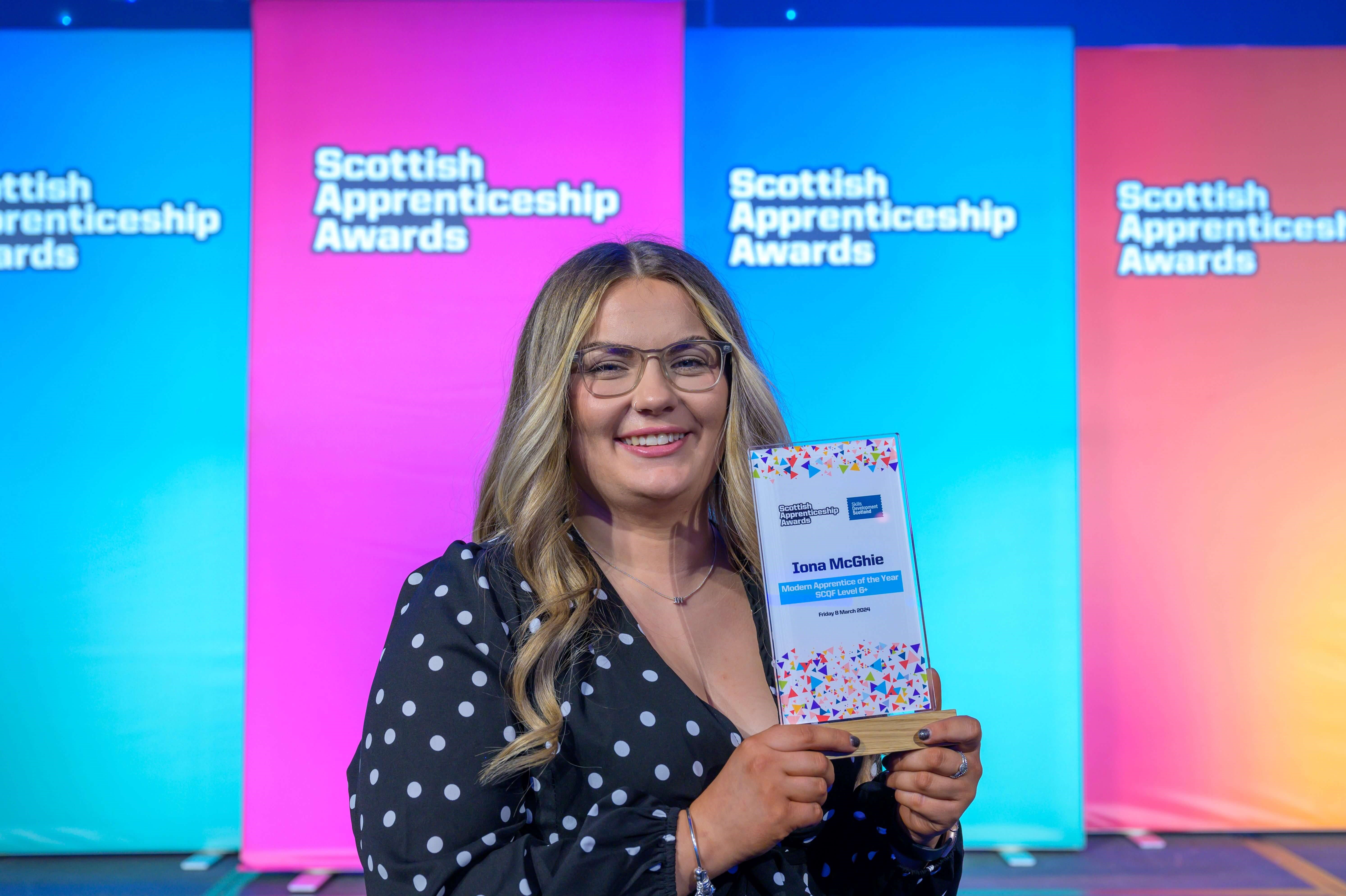Fife College toasts success of apprentice Iona McGhie after Scottish Apprenticeship Award win