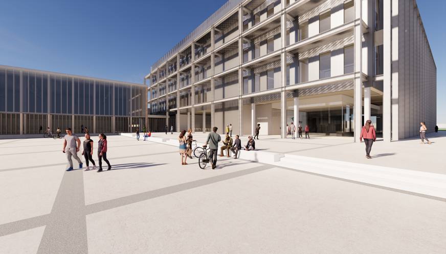 artist impression of new dunfermline campus from outside south of campus