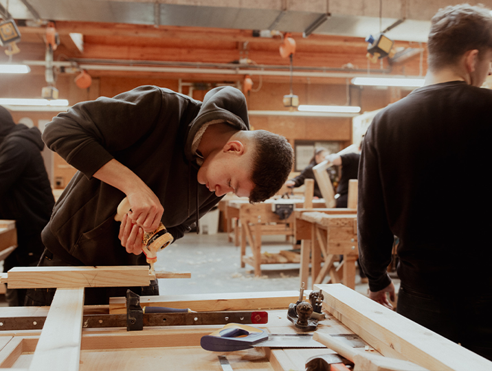 students working in workshop