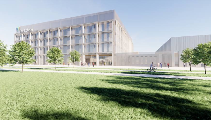 artist impression of new dunfermline campus from outside