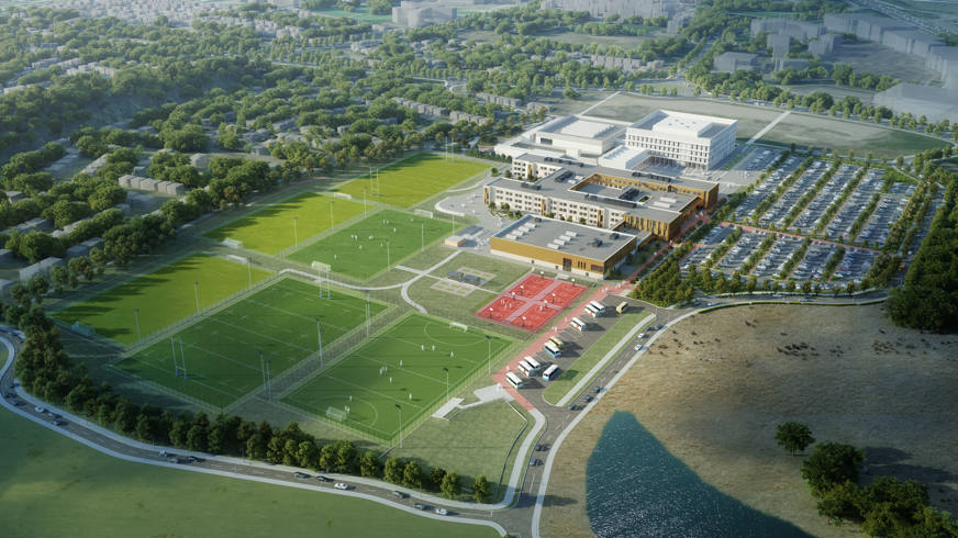 artist impression of new dunfermline campus sports field outside