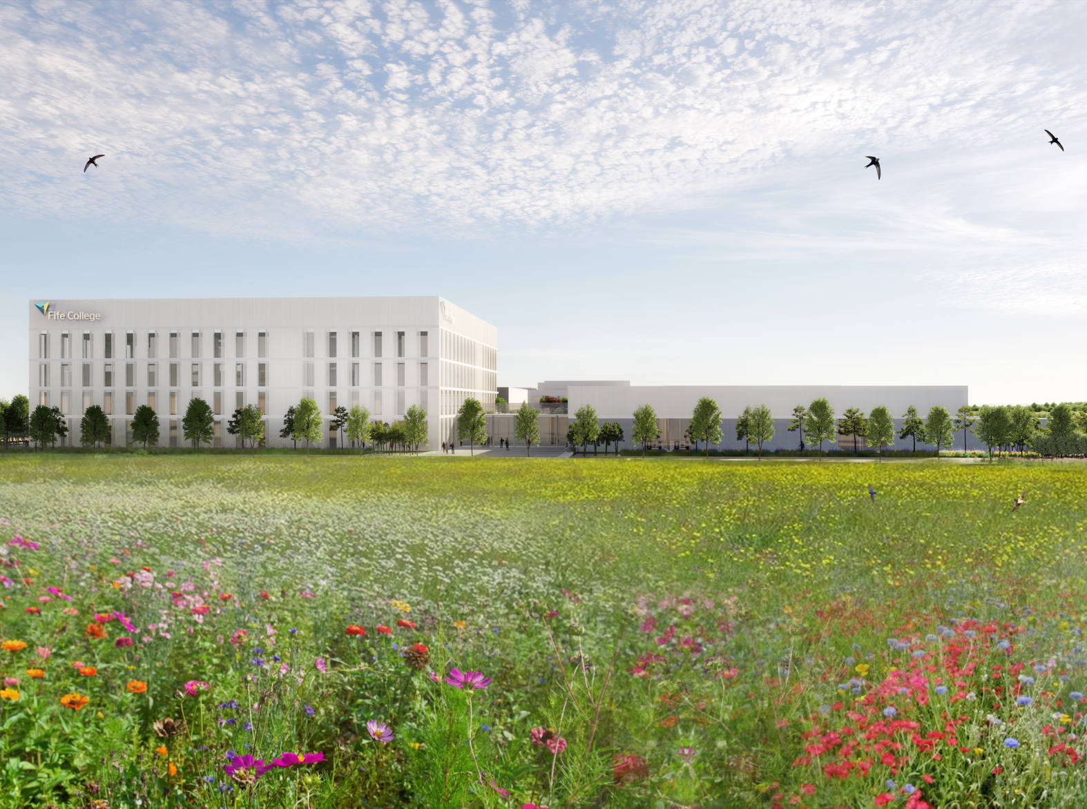 artist impression of new dunfermline campus from outside