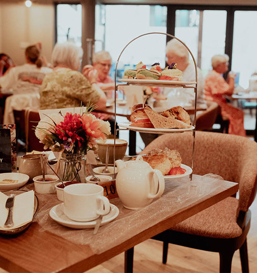 afternoon tea on table in restaurant 