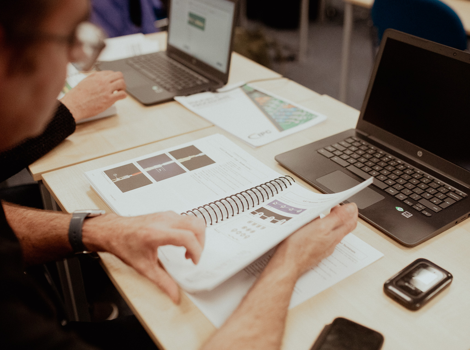 ipc student looking at notes